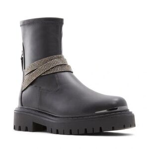 NIB Aldo Qirarin Black Boots with Rhinestone Detail Size 8.5